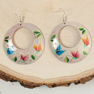 Hand painted Mexican earrings different colors/ sizes Aretes pintados a mano diferente sizes y colores image 3