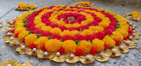 Express Shipping Floral Rangoli Marigold Flower Arrangement | Etsy