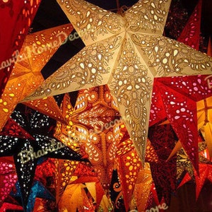 Livraison express 10 pièces étoile décorative lampe en papier décoration d'arbre de Noël lanternes en papier décoration de fête décoration indienne approvisionnement de fête