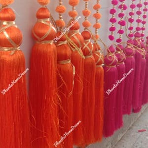 Livraison gratuite ficelles de pompons colorées avec perles et glands guirlande de laine décoration indienne ficelles de pompons avec belles cloches indiennes