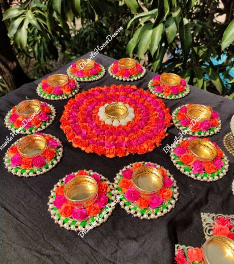 Free Shipping Paper Rose Flower Rangoli Coffee Table Mats Centerpiece