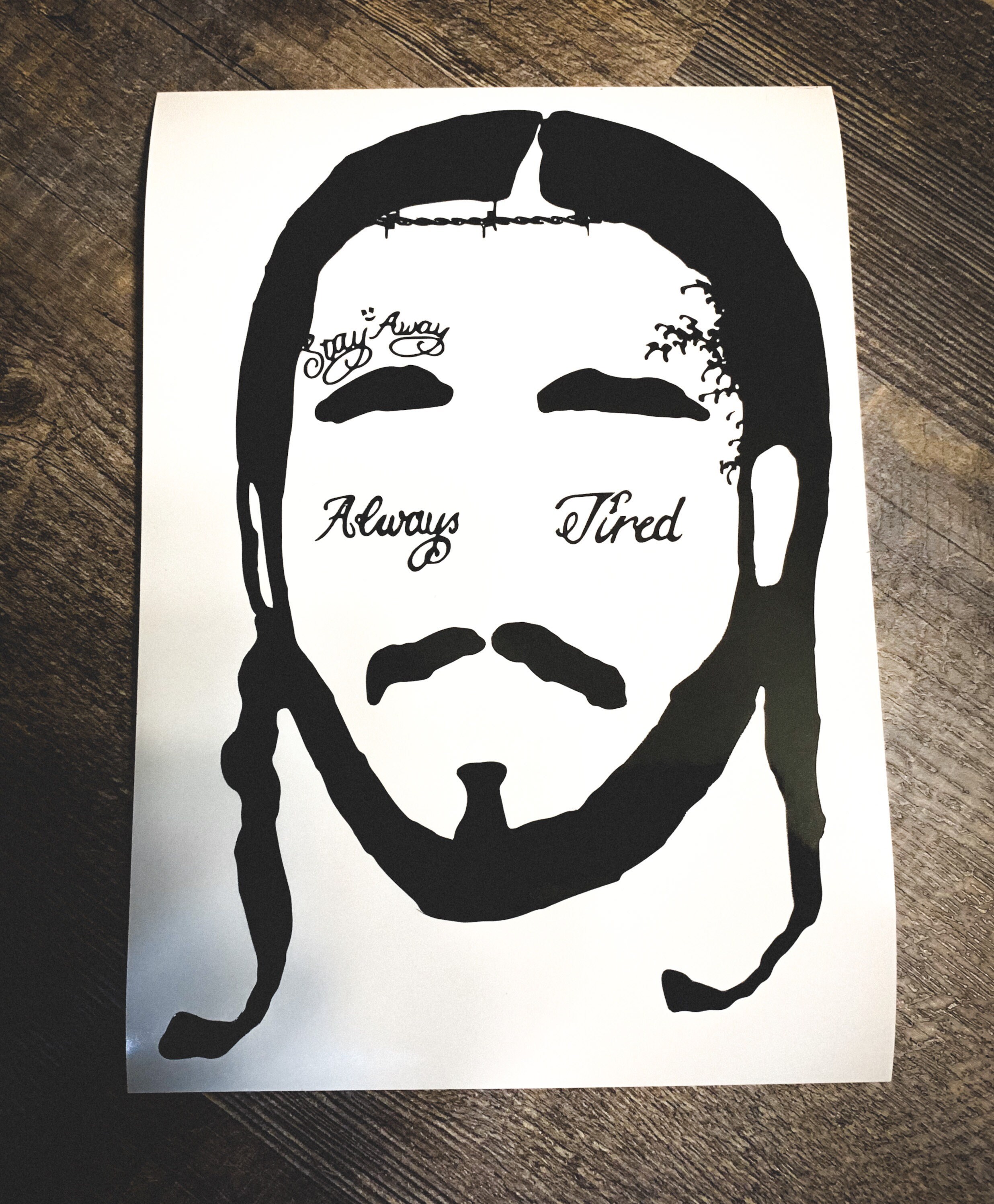 Download Post Malone Silhouette Face Tattoo Decal | Etsy