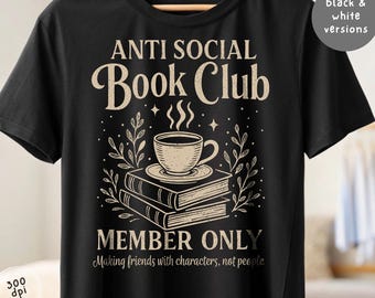 Anti-sociale boekenclub, png-bestand: koffie, boeken, introvert ontwerp (digitale download)