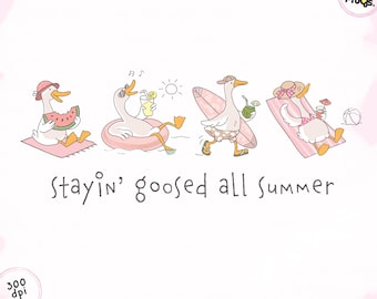 Funny Summer Goose PNG: Beach Animal Clipart (Digital Download)