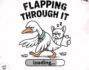 Funny Exhausted Goose PNG: Mental Health Humor Clipart (Digital Download)