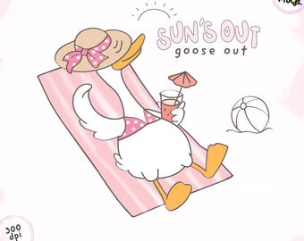 Funny Summer Goose PNG: Beach Vacation Art (Digital Download