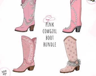 Pink Cowgirl Boots PNG Clipart: Pastel Western Digital Download