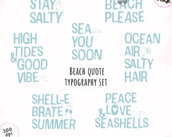 Beach Quote PNG Bundle: Coastal Typography Clipart (Digital Download)