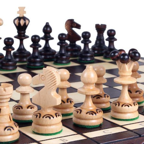 La Perla (medio) - Juego de ajedrez hecho a mano. Juego de ajedrez marrón. Juego de ajedrez azul. Juego de ajedrez rojo. Juego de ajedrez de caoba. Juego de ajedrez de madera.