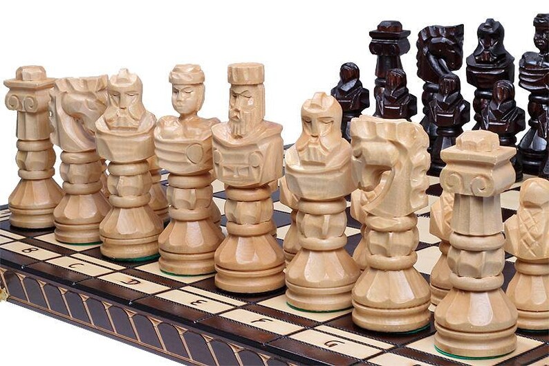 Hand Carved Gladiator Chess Set Handmade Image 0