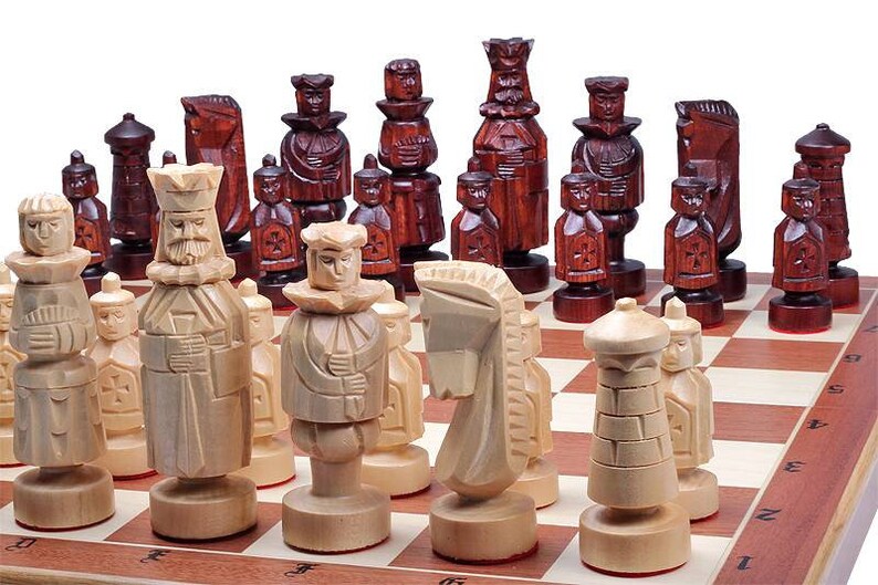 Handcarved Spanish Chess Set. Handmade chess set. Hand Carved Etsy