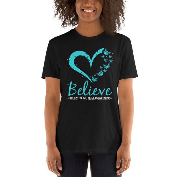 Believe Selective Mutism Awareness Teal Ribbon Angst Unisex T-Shirt