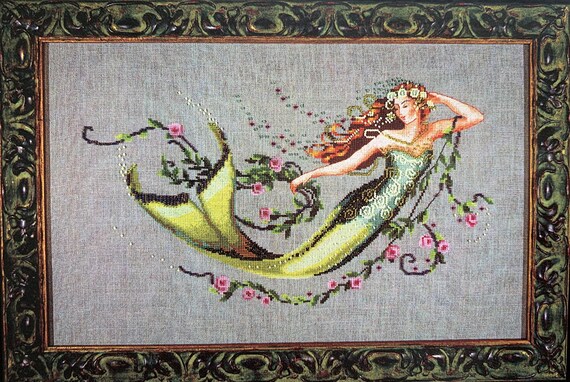 Emerald Mermaid Counted Cross Stitch Chart Pattern
