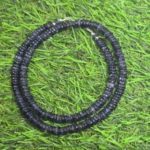 Natural AAA++ Quality Iolite Necklace  6mm Tyre & smooth 26 Inch Necklace  for Beautiful Women, Girls, GF Adults.