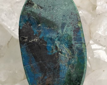 Natural Azurite Chrysocolla Stone, Top Quality Stone Oval Stone Cabochon 42x22x5mm Natural Blue Color. Flat Back Stone