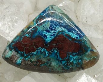 Natural Azurite Chrysocolla Stone, Top Quality Stone Triangle Stone Cabochon 38x26x6mm Natural Blue Color. Flat Back Stone