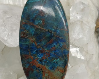 Natural Azurite Chrysocolla Stone, Top Quality Stone Oval Stone Cabochon 46x23x6mm Natural Blue Color. Flat Back Stone