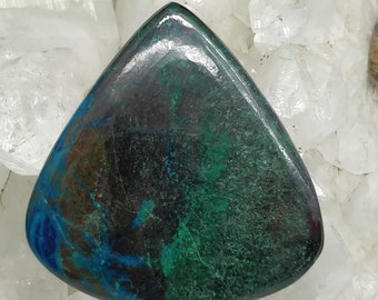 Natural Azurite Chrysocolla Stone, Top Quality Stone Heart Stone Cabochon 36x34x5mm Natural Blue Color. Flat Back Stone