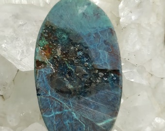 Natural Azurite Chrysocolla Stone, Top Quality Stone Oval Stone Cabochon 42x24x7mm Natural Blue Color. Flat Back Stone