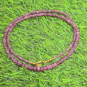 Natural AAA++ Quality Pink Tourmaline Necklace  3-8mm rondelle & smooth 21 Inch Necklace  for Beautiful Women, Girls, GF Adults.