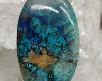 Natural Azurite Chrysocolla Stone, Top Quality Stone Oval Stone Cabochon 43x26x8mm Natural Blue Color. Flat Back Stone