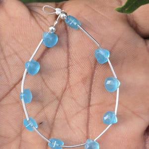 Aqua Chalcedony Briolette Beads 6x6mm | 6 Inch Faceted Strand – Soft Blue Gemstone for Earrings, Necklaces & Designer Jewelry.