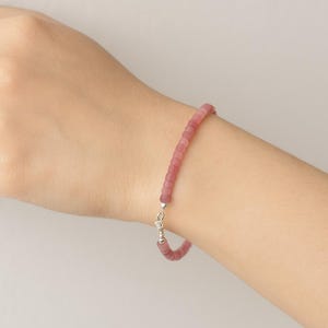 Pink Tourmaline Stacking bracelet, 4mm, 7 Inch long, Cube Shape, Cut Faceted Clasp Bracelet