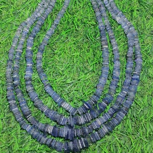 Luxury Iolite Beaded Necklace 19&#39;&#39; – Natural AAA++  9–3mm Smooth Square Stones | Elegant Blue-Violet Gem Jewelry for Women, Girls, GF.