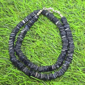 Natural AAA++ Quality Iolite Necklace  6x6mm Square & smooth 17 inch Necklace  for Beautiful Women, Girls, GF Adults.
