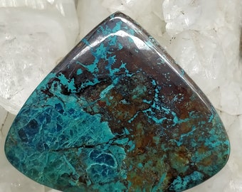 Natural Azurite Chrysocolla Stone, Top Quality Stone Heart Stone Cabochon 32x39x7mm Natural Blue Color. Flat Back Stone