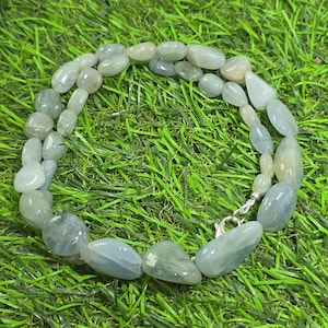 Natural AAA++ Quality Aquamarine Necklace  7x6-23x18mm Nugget & smooth 18 Inch Necklace  for Beautiful Women, Girls, GF Adults.
