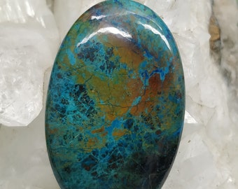 Natural Azurite Chrysocolla Stone, Top Quality Stone Oval Stone Cabochon 40x25x6mm Natural Blue Color. Flat Back Stone