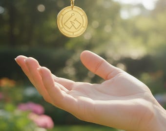 Brass Freemason Pendant Necklace | Square and Compasses Masonic Symbol