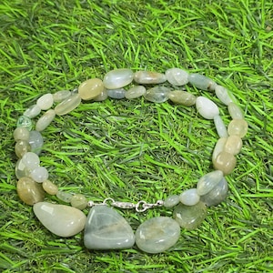 Natural AAA++ Quality Aquamarine Necklace  7x7-22x14mm Nugget & smooth 19 Inch Necklace  for Beautiful Women, Girls, GF Adults.