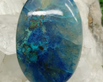 Natural Azurite Chrysocolla Stone, Top Quality Stone Oval Stone Cabochon 47x31x6mmNatural Blue Color. Flat Back Stone