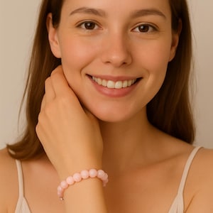 Dreamy Pink Opal Bracelet | AAA++ 9–7mm Round Beads | 7 Inch Gemstone Piece for Love, Calm & Feminine Charm.