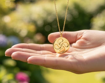 Brass Triskelion Pendant Necklace | Celtic Triple Spiral Jewelry