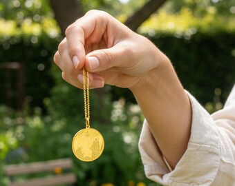 Brass Nativity Pendant Necklace | Holy Family, Star Design