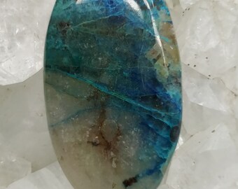 Natural Azurite Chrysocolla Stone, Top Quality Stone Oval Stone Cabochon 40x21x5mm Natural Blue Color. Flat Back Stone