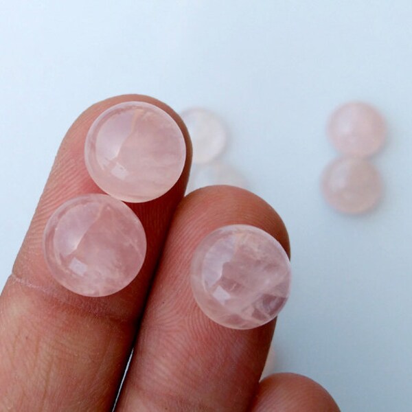 12mm Rose Quartz, Round Cabochon, Natural Rose Quartz, Flat Back Cabochon, Loose Semi Precious Stone, Jewelry Making Stone