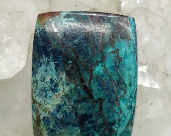 Natural Azurite Chrysocolla Stone, Top Quality Stone Rectangle Stone Cabochon 28x22x5mm Natural Blue Color. Flat Back Stone