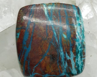 Natural Azurite Chrysocolla Stone, Top Quality Stone Square Stone Cabochon 25x23x5mm Natural Blue Color. Flat Back Stone