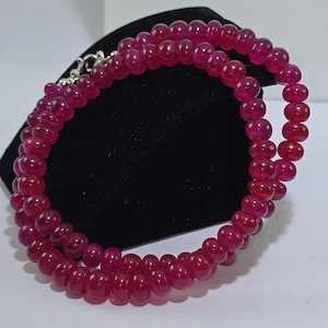 Natural AAA++ Quality Ruby Quartz Necklace 8mm Rondelle & Smooth 16 Inch Necklace for Beautiful Women, Girls, GF  Adults.
