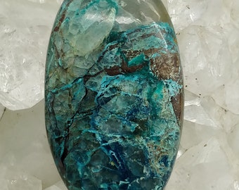 Natural Azurite Chrysocolla Stone, Top Quality Stone Oval Stone Cabochon 42x24x7mm Natural Blue Color. Flat Back Stone