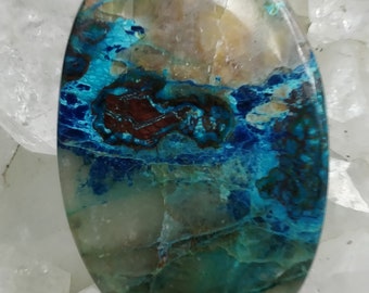 Natural Azurite Chrysocolla Stone, Top Quality Stone Oval Stone Cabochon 43x28x4mm Natural Blue Color. Flat Back Stone