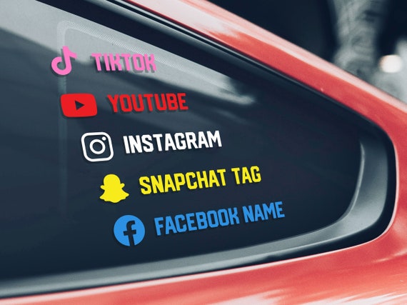 Social Media Stickers With Your Account or Profile Name. Instagram,  Snapchat, Tiktok, Facebook, Youtube. Personalized Decals for Car, Laptop -  Etsy UK