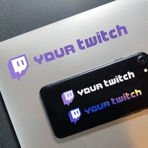 Custom Twitch sticker with your channel name. Your twitch username gamer decal. For phone, laptop, PC, tablet, mug or car window.