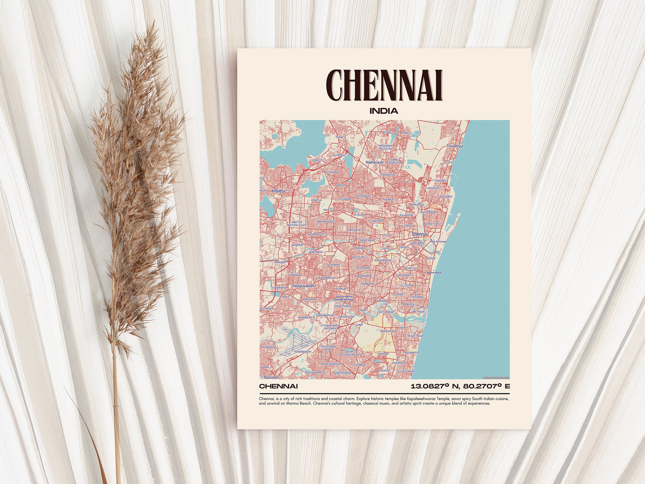 Chennai Map Wall Art, Chennai Canvas, Chennai Photo, Chennai Framed Poster, Chennai Wall Decor