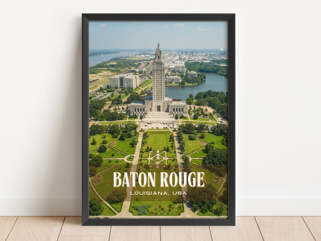 Baton Rouge Retro Wall Art, Baton Rouge Canvas, Baton Rouge Framed