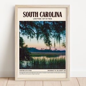 South Carolina Vintage Wall Art, South Carolina Canvas, South Carolina Framed Poster, South Carolina Poster Print, South Carolina Wall Decor image 3